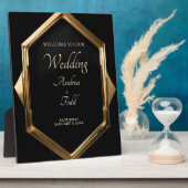 ミニマル金ゴールドフレーム黒の背景テーブル記号 フォトプラーク (側面)