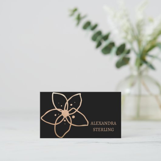 ミニマル金ゴールドフローラエレガンスパーソナライズされた 名刺 (スタンド正面)