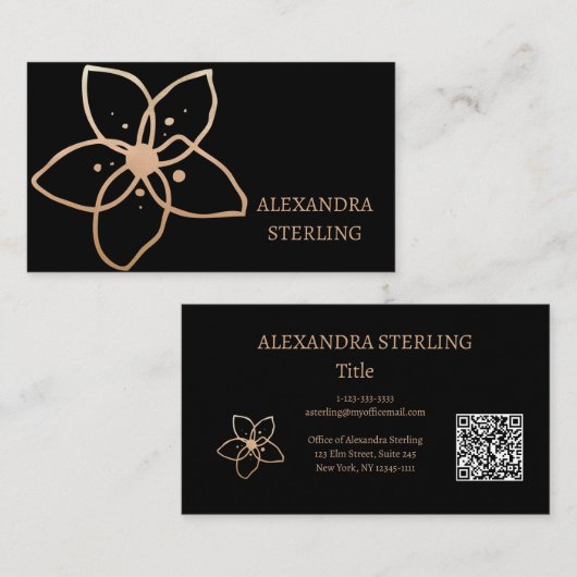 ミニマル金ゴールドフローラエレガンスパーソナライズされた 名刺 (正面/裏面)