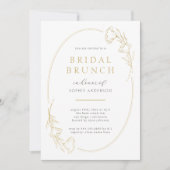 ミニマル金ゴールドフローラブライダルシャワーブランチ 招待状 (正面)