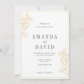 ミニマル金ゴールドフローラ結婚式招待状 招待状 (裏面)