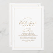 ミニマル金ゴールドブライダルシャワーティーパーティー 招待状 (正面/裏面)