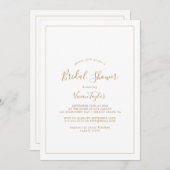 ミニマル金ゴールドブライダルシャワー 招待状 (正面/裏面)