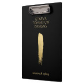 ミニマル金ゴールドブラシストロークデザイナーロゴ クリップボード (左)