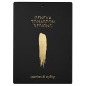 ミニマル金ゴールドブラシストロークデザイナーロゴ クリップボード (裏面)