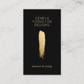 ミニマル金ゴールドブラシストロークデザイナーロゴ 名刺 (正面)