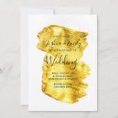 ミニマル金ゴールドブラシストローク結婚式招待状 招待状 (正面)