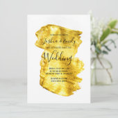 ミニマル金ゴールドブラシストローク結婚式招待状 招待状 (スタンド正面)