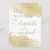 ミニマル金ゴールドブラシ筆跡 招待状 (正面/裏面)