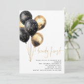 ミニマル金ゴールドブラックバルーン21stパーティー 招待状 (スタンド正面)