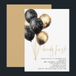 ミニマル金ゴールドブラックバルーン21stパーティー 招待状<br><div class="desc">ミニマル金ゴールドブラックバルーン21パーティー。デジタルおよび印刷で利用可能。黒と金ゴールドのミックスの中のバルーンの束は離れに、201は手書きスタイルに設定されモダンている。簡単に自分の文字の残りの部分をパーソナライズ。</div>
