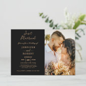 ミニマル金ゴールドブラックフォトウェディング 招待状 (スタンド正面)