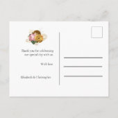 ミニマル金ゴールドブラックフローラ結婚ズサンキュー ポストカード (裏面)