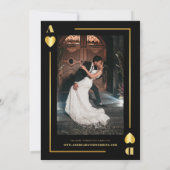 ミニマル金ゴールドブラックベガスカジノ結婚トランプのポーカー 招待状 (裏面)