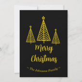 ミニマル金ゴールドブラックメリークリスマスパーティー 招待状 (正面)
