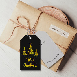 ミニマル金ゴールドブラックメリークリスマス ギフトタグ