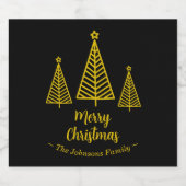 ミニマル金ゴールドブラックメリークリスマス スパークリングワインラベル (シングルラベル)