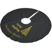 ミニマル金ゴールドブラックメリークリスマス ブラッシュドポリエステルツリースカート (アングル)