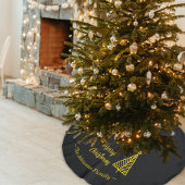 ミニマル金ゴールドブラックメリークリスマス ブラッシュドポリエステルツリースカート