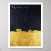 ミニマル金ゴールドブラック抽象芸術絵を描ウォールアート ポスター (正面)