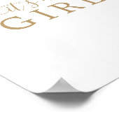 ミニマル金ゴールドベビーシャワー女の子サイン ポスター (角)