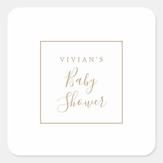 ミニマル金ゴールドベビーシャワー封筒用シール スクエアシール (正面)