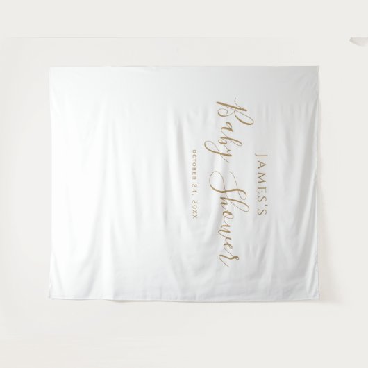 ミニマル金ゴールドベビーシャワー背景 タペストリー (正面(横))