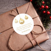 ミニマル金ゴールドホワイトオーナメントクリスマス ラウンドシール