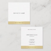 ミニマル金ゴールドホワイトプロフェッショナルエレガントプレーン スクエア名刺 (正面/裏面)