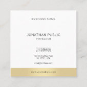 ミニマル金ゴールドホワイトプロフェッショナルエレガントプレーン スクエア名刺 (裏面)