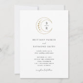 ミニマル金ゴールドムーンシレ結婚ンズ 招待状 (正面)