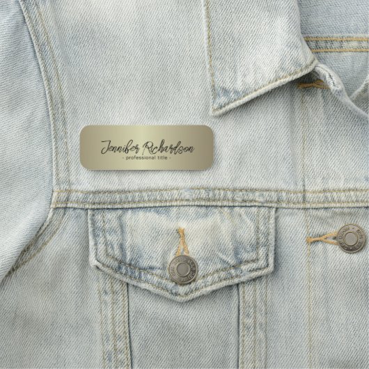 ミニマル金ゴールドメタリックモダンシックファンシースクリプト 名札 (インサイチュ)