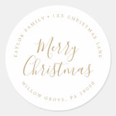 ミニマル金ゴールドメリークリスマスサーキュラーアドレス ラウンドシール (正面)