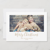 ミニマル金ゴールドメリークリスマス横の写真 シーズンカード (正面)