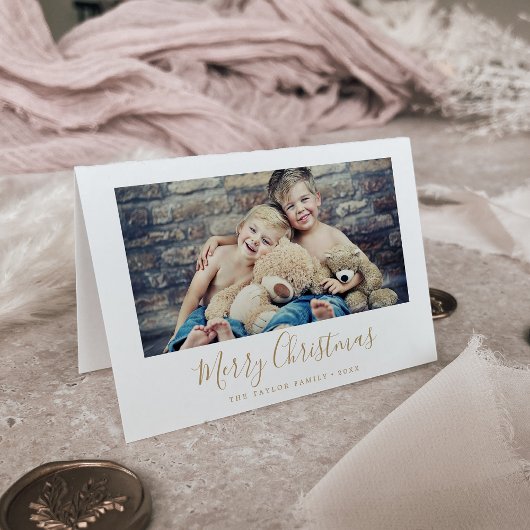 ミニマル金ゴールドメリークリスマス風景写真 シーズンカード