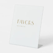 ミニマル金ゴールドモダンアールデコ結婚式の引き出物 台座サイン (正面)