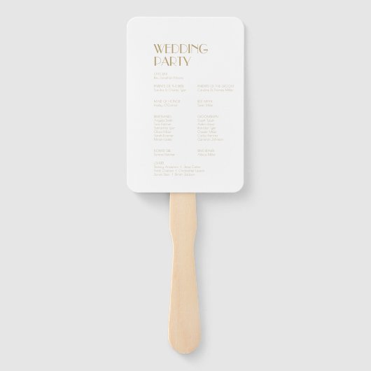 ミニマル金ゴールドモダンアールデコ結婚式 プログラム ハンドファン (裏面)