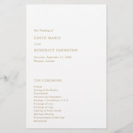 ミニマル金ゴールドモダン結婚式 プログラム