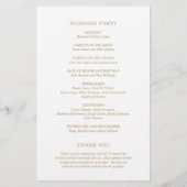 ミニマル金ゴールドモダン結婚式 プログラム (裏面)