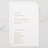 ミニマル金ゴールドモダン結婚式 プログラム (正面/裏面)