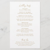 ミニマル金ゴールドモダン結婚式 プログラム (裏面)