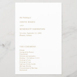 ミニマル金ゴールドモダン結婚式 プログラム チラシ