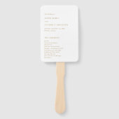 ミニマル金ゴールドモダン結婚式 プログラム ハンドファン (正面)