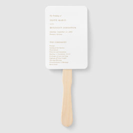 ミニマル金ゴールドモダン結婚式 プログラム ハンドファン