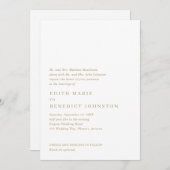 ミニマル金ゴールドモダンQRコー結婚ド 招待状 (正面/裏面)