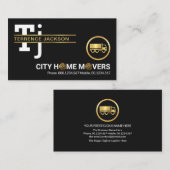 ミニマル金ゴールドモノグラムラインロジスティクスドライバ 名刺 (正面/裏面)