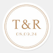 ミニマル金ゴールドモノグ結婚ラム封筒用シール ラウンドシール (正面)