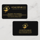 ミニマル金ゴールドラインのホーム修復 名刺 (正面/裏面)