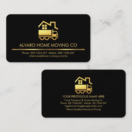 ミニマル金ゴールドラインのホーム移動 名刺 (正面/裏面)