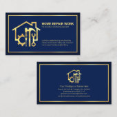 ミニマル金ゴールドラインフレームホームリモデリング 名刺 (正面/裏面)